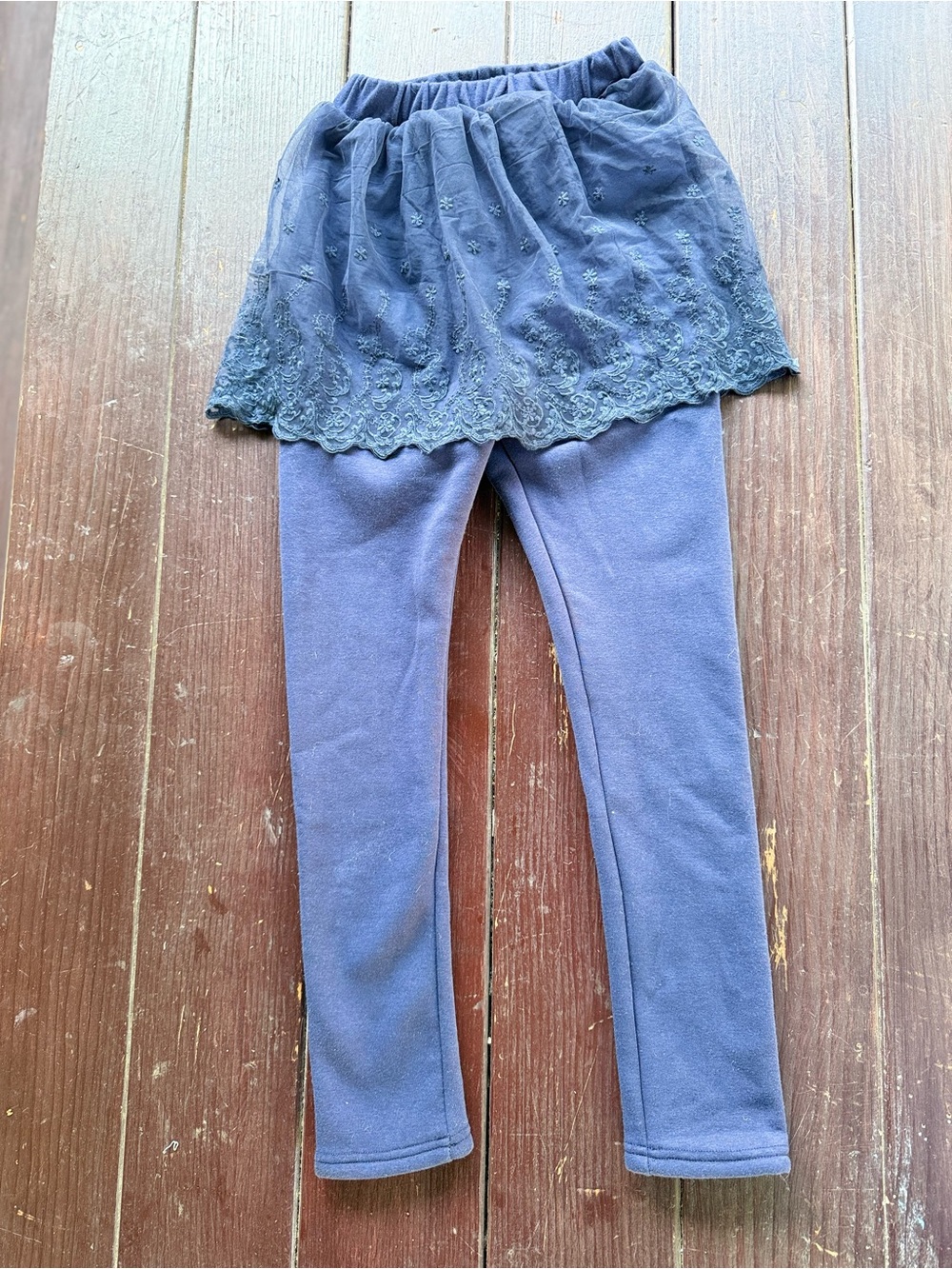 Girls Navy Blue Skirted Thick Leggings Size 160 or 10-12